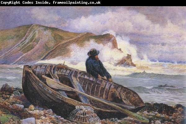William henry millair A Fisherman with his Dinghy at Lulworth Cove (mk46)